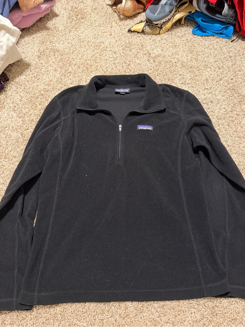 Patagonia Black Fleece Jacket with Multicolor Logo